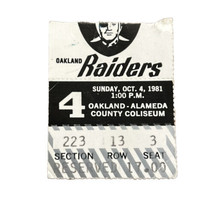 Oct 4, 1981 Denver Broncos vs Oakland Raiders Ticket Stub - Raiders Shut Out - £19.66 GBP