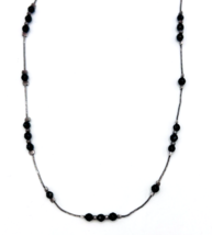 Silpada Oxidized 925 Liquid Sterling Silver Black Onyx Station Necklace 17.5 in - £35.61 GBP