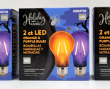 Clear Glass LED Light Bulbs Orange &amp; Purple Halloween Decorations 2 PK L... - $15.00