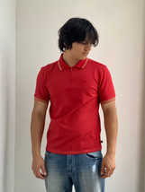Men’s Fila Red Cream Short Sleeve Zip Polo Shirt - £47.05 GBP