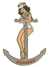 Hooters Military Sailor Girl Navy Boat Anchor Lapel Pin - £15.81 GBP