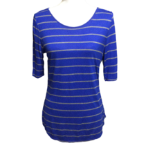 APT.9 Women&#39;s L Tunic 3/4 Sleeve Striped Blue Blouse Top - $17.15