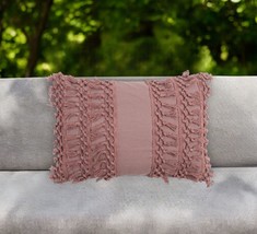 14&quot; X 20&quot; Mauve Handmade Indoor Outdoor Throw Pillow Cover With Tassels - $70.49