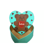  Heart Shaped Box With Hand Painted Teddy Bear Made From Recycled Material - $23.08 CAD