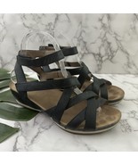 Dansko Womens Leather Wedge Sandals Size 38 Black Strappy Comfort Summer - $39.59