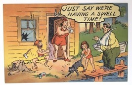 Comics~Just Say We&#39;re Having A Swell Time Family Cabin Scene Vintage Lin... - £4.77 GBP