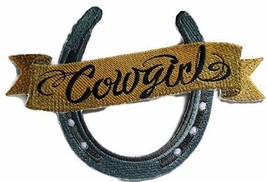 Custom and Unique Cowgirl Gear[Horseshoe &amp; Cowgirl ] Embroidered Iron on... - £14.16 GBP