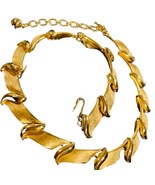 Vintage Signed Trifari Brushed Gold Tone Leaf Choker Necklace 15.5” - €72,17 EUR
