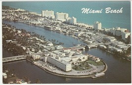 Vintage Postcard Miami Beach Florida Hotel Row St. Francis Hospital Ocean Unused - £5.41 GBP