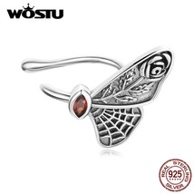 WOSTU 1 PCS 925 Silver Dark Vintage Butterfly Spider WeCuff Stud Earrings For Wo - £15.33 GBP