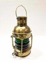 Collectible Antique 10&quot; Ship Lamp Boat Green Oil Lantern Maritime Nautic... - £95.07 GBP