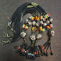 Vintage Jade, Glass Decorated Shell Beads Beaded Necklace - $18.40