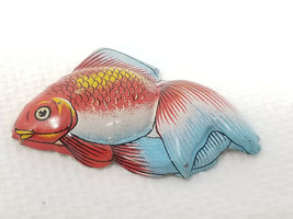 Metal Red Goldfish Fish Pin Vintage 1960s Pressed Popped - $15.15