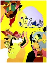 2023 Colorful Faces made put of leaves painting quality Poster.Decorative Art. - £12.90 GBP+