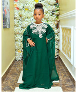 NEW Wedding Stylish  Kaftan Kids Long Moroccan Green Georgette Party Gow... - $1,348.78 MXN