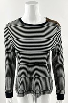 Lauren Ralph Lauren Top Size XL Black White Striped Faux Suede Elbow Pat... - $23.76