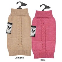 Elements Metallic Cable Knit Turtleneck Dog Sweaters Almond Tan Or Rose Pink - £19.44 GBP