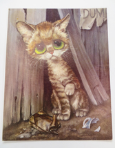 Vintage 1960s Big Eyed Gig Pity Kitty Lithograph Unframed Print 14 x 11 ... - $15.00