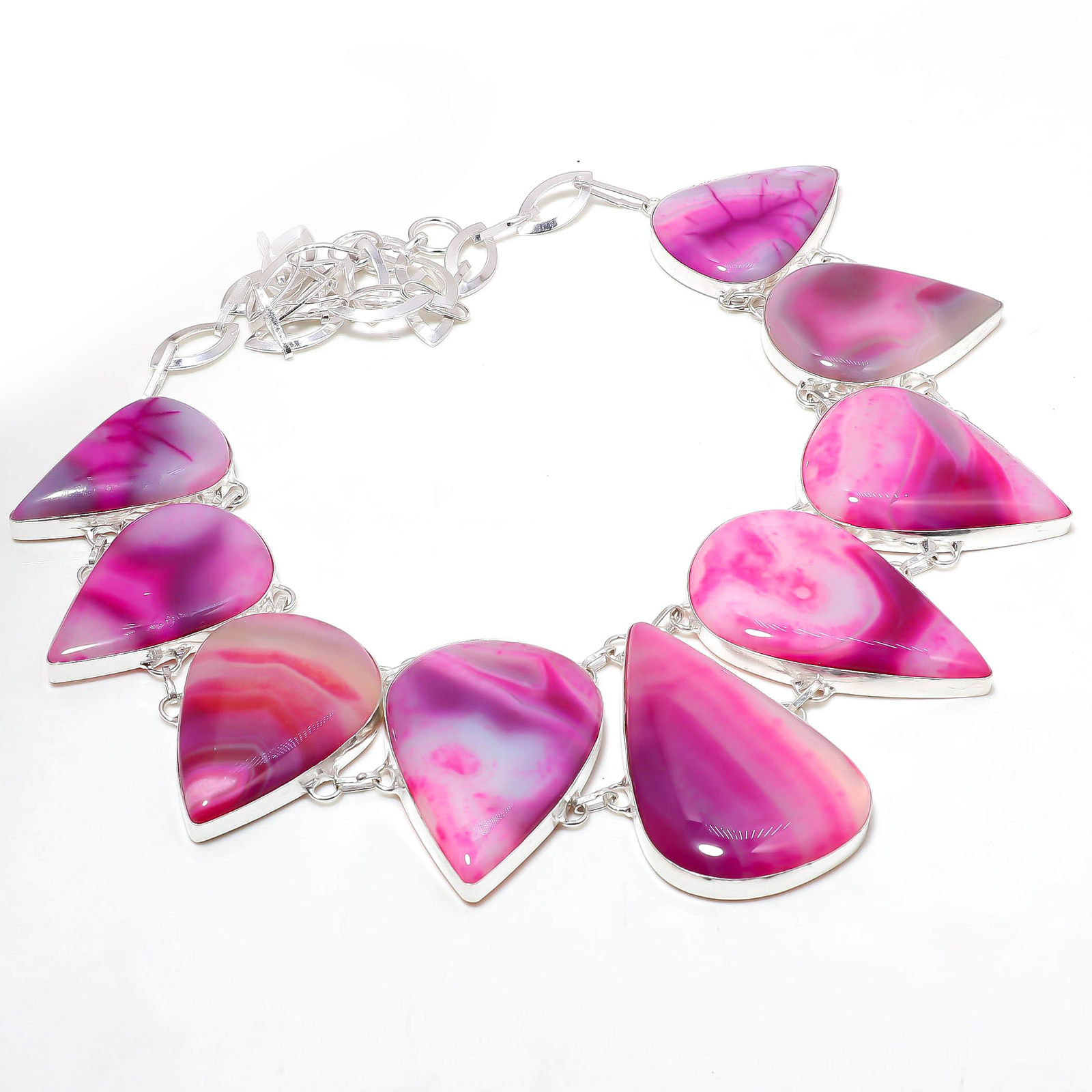 Primary image for Pink Geode Agate Gemstone Handmade Fashion Ethnic Necklace Jewelry 18" SA 2011