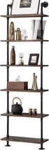 Industrial Pipe Shelves Rustic Wood Ladder Bookshelf Wall Mounted Shelf For - £155.06 GBP