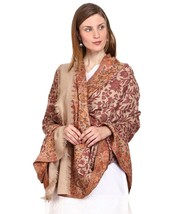 shawls and wraps for women Beige black embroidered indian stole Wool Blend - £34.99 GBP+