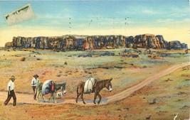 Linen Postcard NM N068 Acoma The Sky City Men Pack Mules Dog Donkeys 1941 Posted - £4.74 GBP