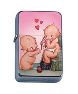 Vintage Heart Valentine Cherub Doll Flip Top Oil Lighter Windproof - $20.24 CAD