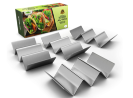 Pack of 4 Stainless Steel Taco Holder Stands Holds 3 Tacos Each NEW - £17.10 GBP