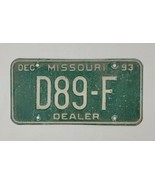 1993 Missouri Dealer License Plate D89-F - $23.76