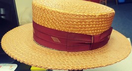 Vintage 1920-30's Straw Boater Hat tagged Pray for Men Omaha 7 1/8" image 7