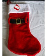 Red Plush Santa Belt Buckle Christmas Stocking Holiday - £19.91 GBP
