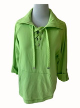 Ruby Rd vneck drawstring green cuffed quarter sleeve pullover top NEW Small - £22.59 GBP