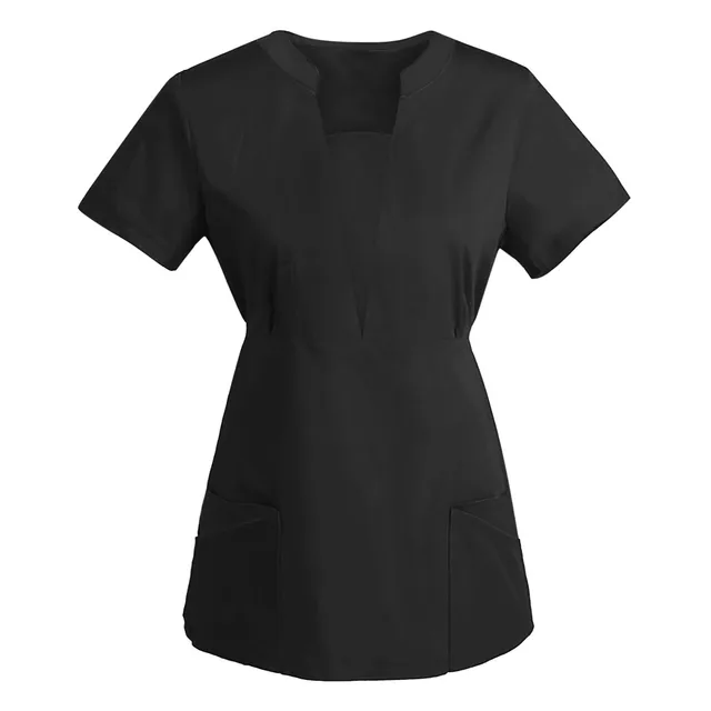  Black XXXL Women Beauty Salon Scrubs Tops Slim Fit Healthcare Top - $28.99