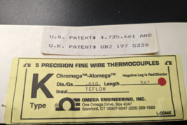 Lot of 3 NEW Omega Fine Wire Thermocouples .010 - 36&quot; ​Teflon Insul Type K - £17.90 GBP