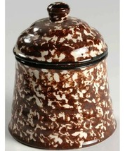 Stangl Town &amp; Country Brown Spongeware Sugar Bowl With Lid 5 x 4 Inches EUC - $27.55