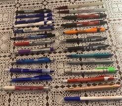 25 Assorted Brand New Advertising Pens Ohio Michigan Dairyland Seed OSU ... - $11.99