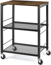 Liantral 3 Tier Rolling Cart, Storage Kitchen Carts On Wheels With Steel Frame, - £40.64 GBP