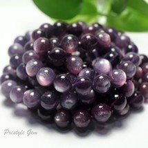 Natural Top Rare Purple Lepidolite Bracelet Smooth Round Gem Stone Beads For Jew - £59.35 GBP