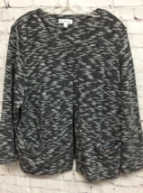 Kim Rogers Womens Cardigan Sweater Gray Space Dye Long Sleeve Scoop Neck XL - $15.35