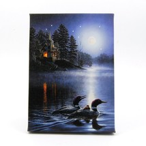 Moon Lit Ducks On Water LED Light Up Lighted Canvas Wall Art or Tabletop Picture - £16.69 GBP