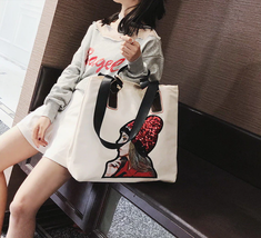 Girl Cartoon Sequins Women Bags Nylon Handbag Large Capacity Shoulder Bag - £36.87 GBP