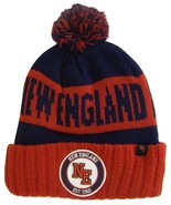New England NE Patch Ribbed Cuff Knit Winter Hat Pom Beanie (Red/Navy Pa... - £11.95 GBP
