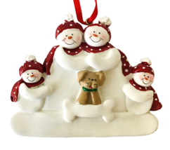 Snowman Family Christmas Ornament Parents 2 Kids &amp; Pet Dog Personalize DIY 3&quot; - £11.40 GBP