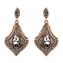 Vintage Turkish Gray Crystal Earring for Women Ethnic Wedding Jewelry Antique Go - £6.61 GBP