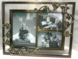 Weston Gallery 3 Photo Frame Embellished Brushed Brass-Tone Wall Or Tabletop - £17.16 GBP