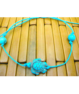 TURQUOISE TIE ON STRING TURTLE &amp; BEADS TORTOISE YOGA BRACELET ANKLET KAR... - $8.05 CAD