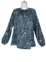 Michael Michael Kors Women Paisley Tent Blouse Blue Small Long Sleeves B... - £10.78 GBP