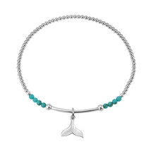 Ocean Serenity Whale Tail Green Turquoise Charm Sterling Silver Beaded B... - £17.63 GBP
