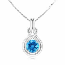 ANGARA Round Swiss Blue Topaz Solitaire Infinity Knot Pendant in 14K Solid Gold - £737.90 GBP