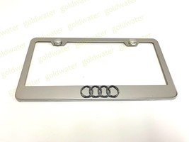 3D 4 RING AudiLogo Badge Emblem Stainless Steel Chrome Metal License Frame - $22.73